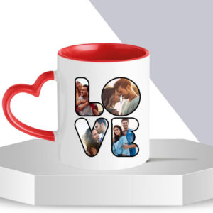 Taza Blanca – Asa de Corazón y Interior Rojo