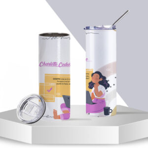 Termo Vaso Alto de Acero Inoxidable con Popote – Blanco (Sublimación Parcial)