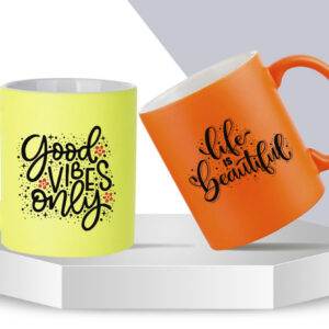 Taza Fluorescente – Sublimación Parcial (Amarilla o Naranja)