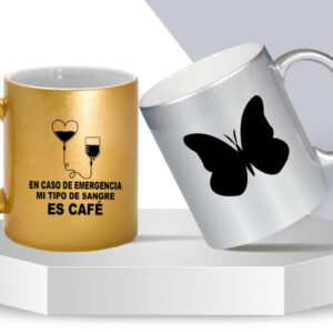 Taza Metálica – Sublimación Parcial (Oro o Plata)